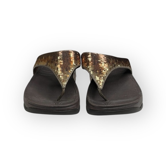 Fitflop ⍟ Electra Strata Tiger Eye Sequin Thong Fit Flops ⍟ Bronze Gold ⍟ 9M